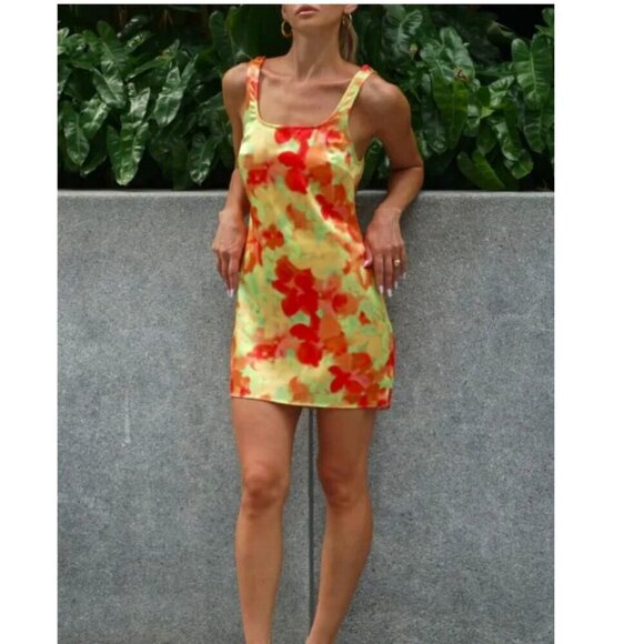 Rumored REVOLVE Monaco Floral Sleeveless Mini Dress Multicolor Red Yellow MEDIUM - Picture 1 of 12